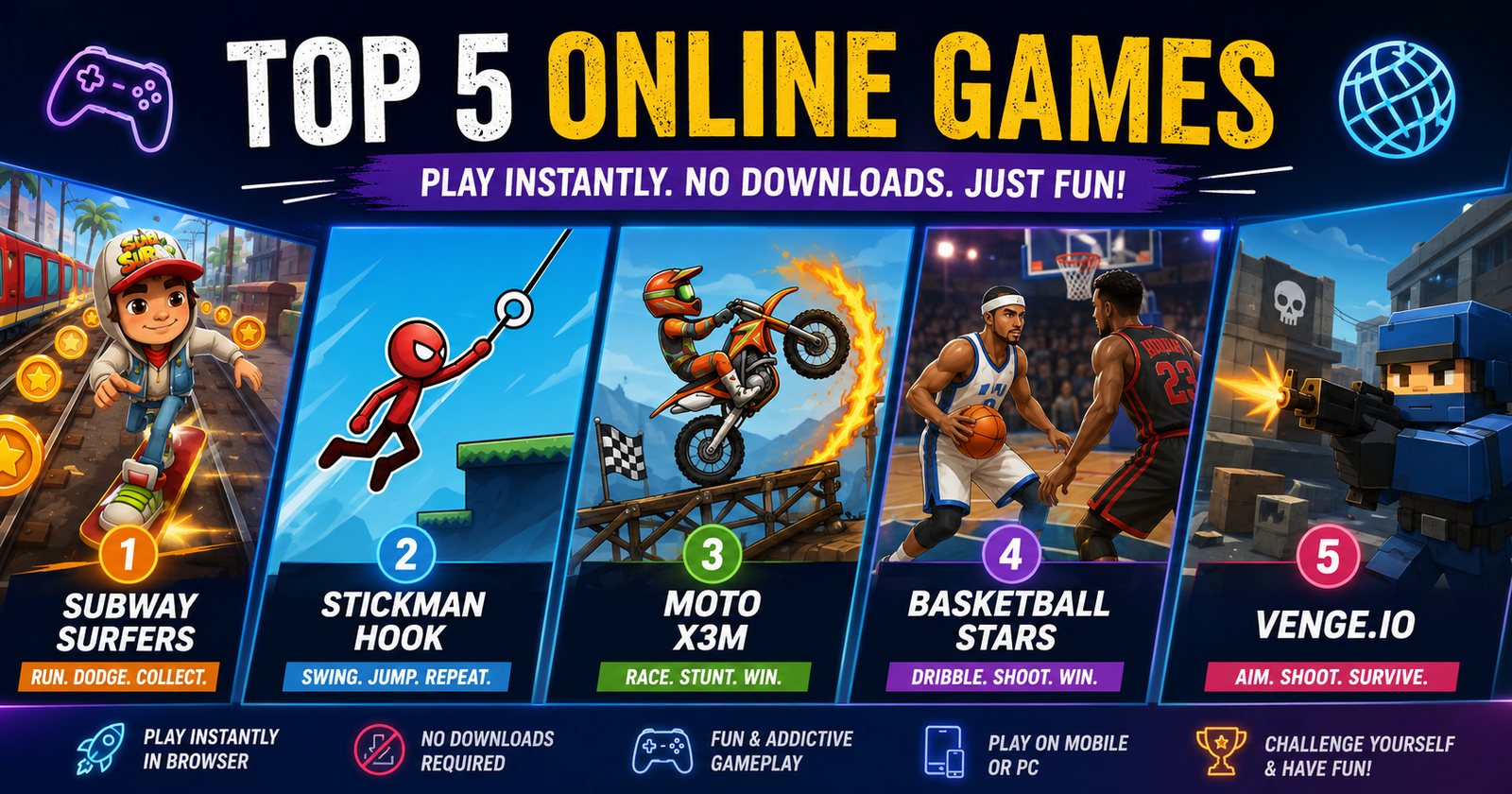 Top 5 Online Games You Can Play on Poki Or Crazy Games (No Download Needed)